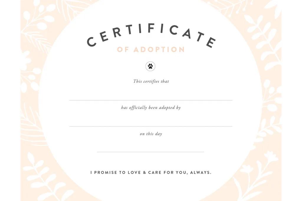 DIY dog adoption certificate