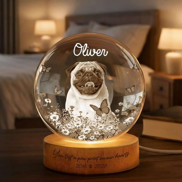 Personalized Dog Memorial Crystal Globe