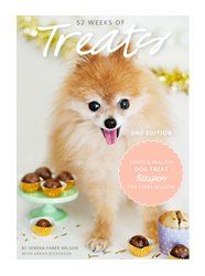 Cover of 52 Weeks of Treats book with healthy dog treats