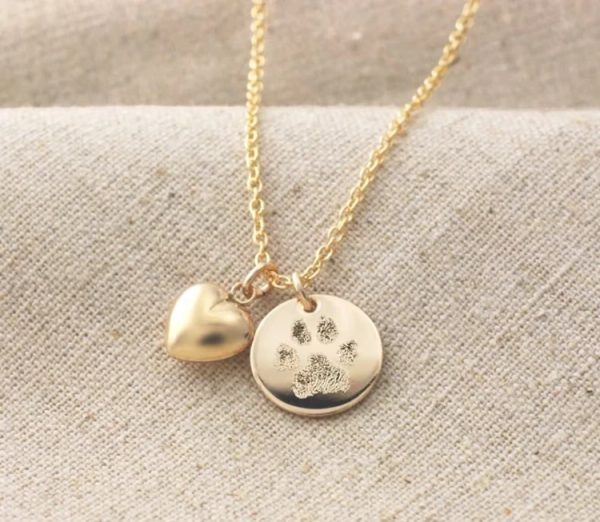 Custom paw print necklace, a personalized dog mom gift