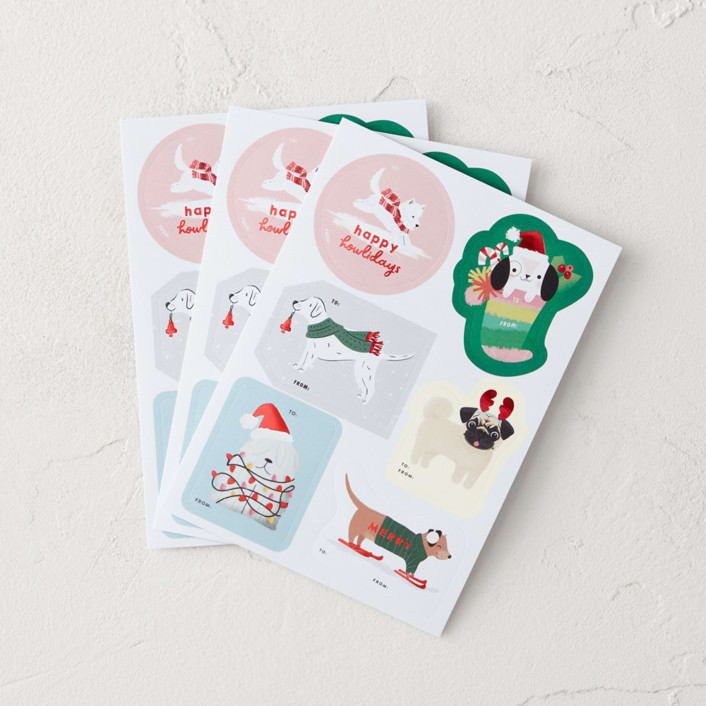 Minted Festive Dogs Gift Stickers -dog stationery