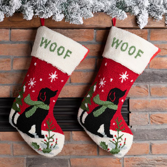 Glitzhome Set Of 2 Dog Theme Christmas Stockings