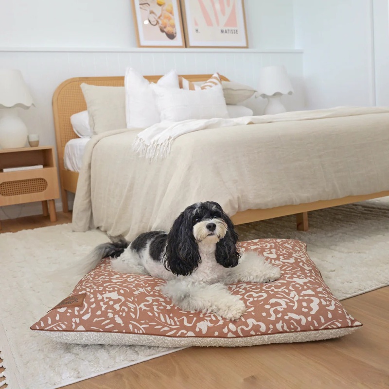 Neutral Brushstrokes Bouclé Dog Bed by Indie Boho