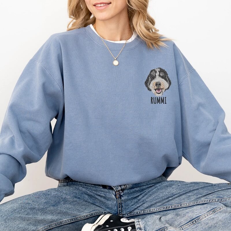 Custom EMBROIDERED Pet Portrait Sweatshirt by jasper and co store