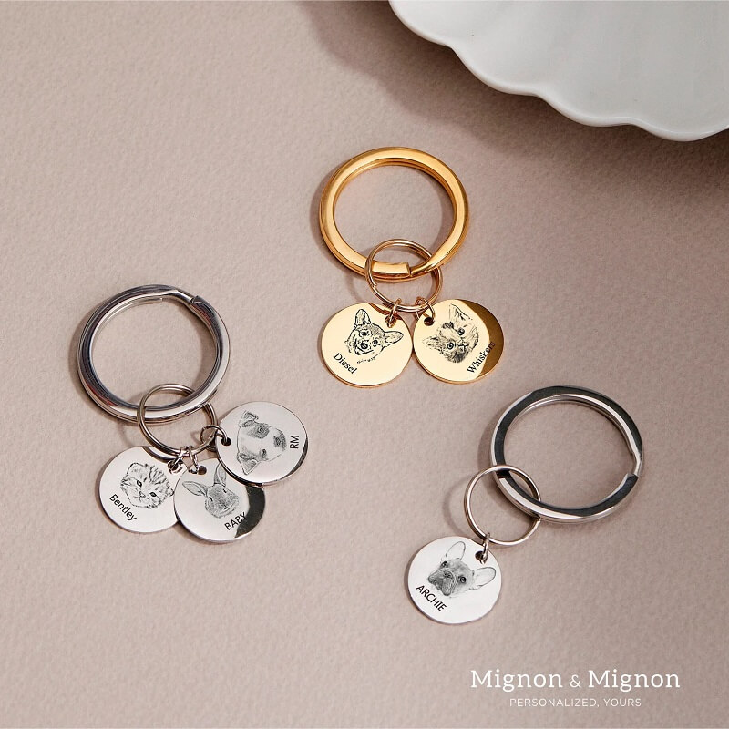 Custom Pet Portrait Keychain by Mignon and Mignon