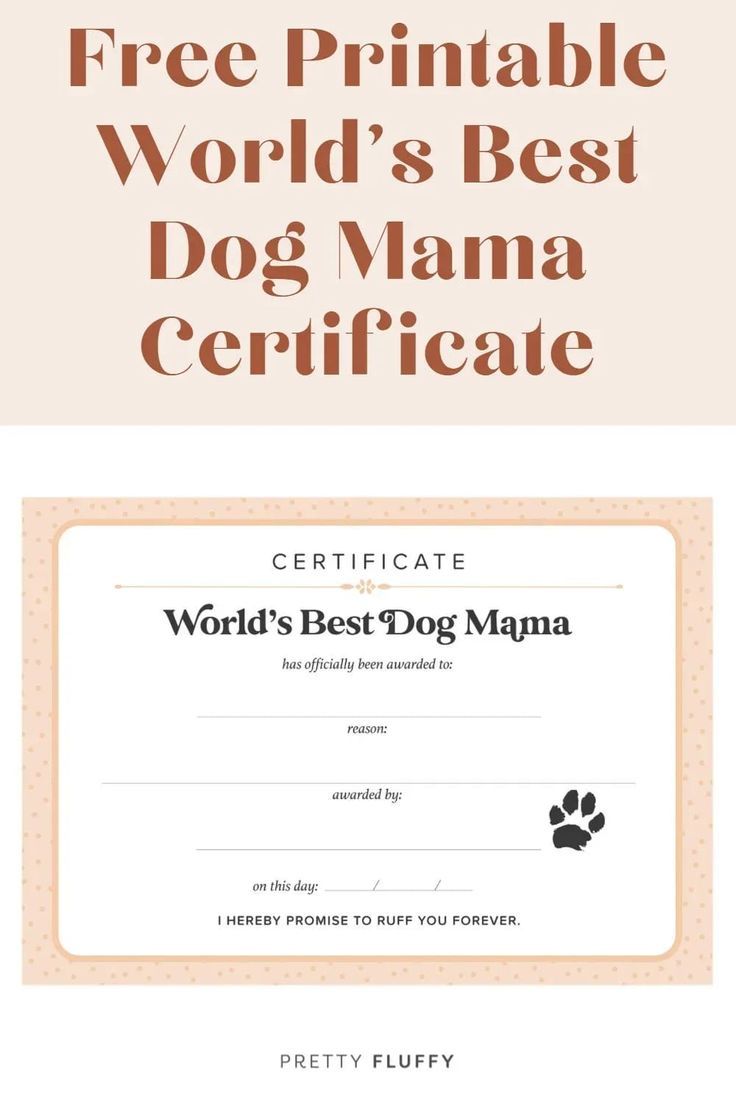 Free Printable Dog Mom Certificate