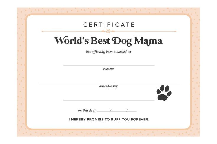 Free Printable Dog Mom Certificate