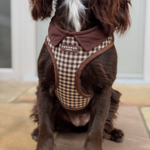 Coco Pup London Cotswold Check Adjustable Neck Harness