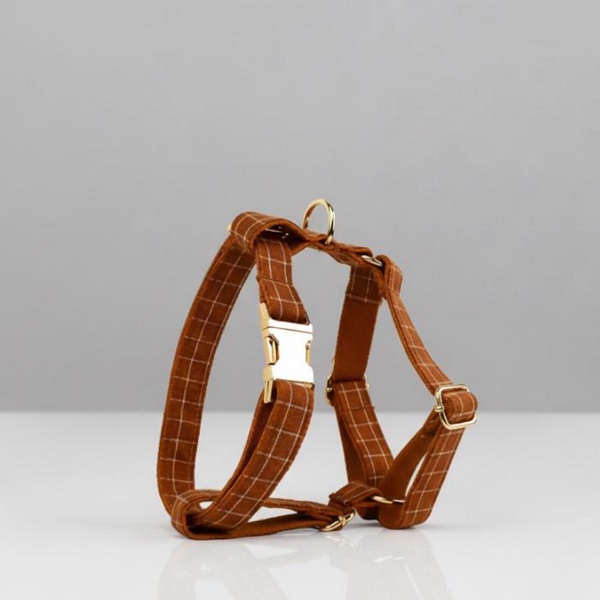 Paw & Buckle Brown Plaid Collar Harness