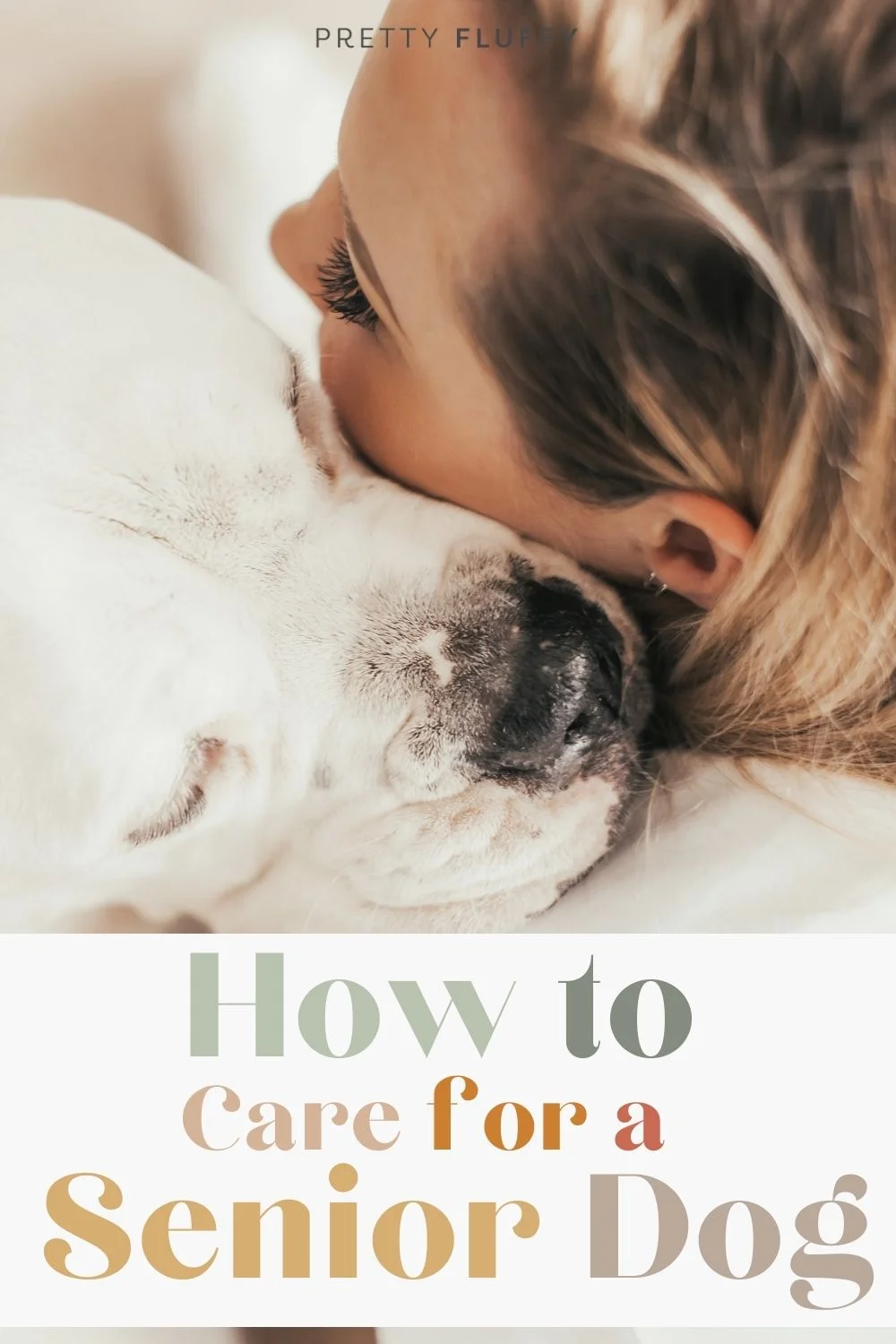 woman hugging old dog