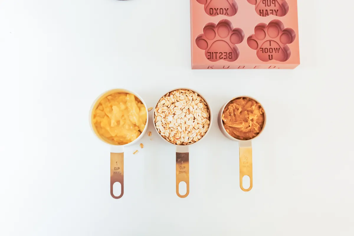cups of mashed banana, oats, peanut butter and cookie cutters