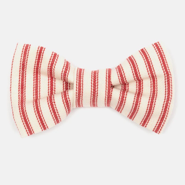 Red Ticking Stripe Dog Bow Tie by Mutts and Hounds