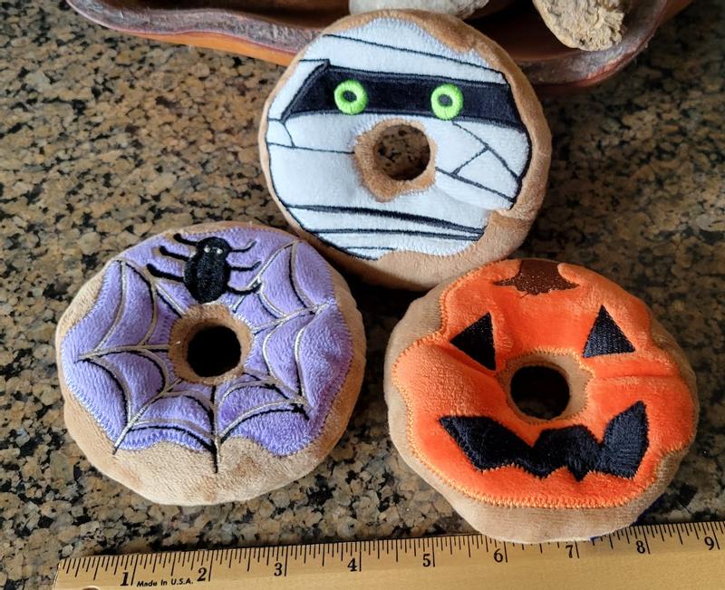 Frisco Halloween Donuts Plush Squeaky Dog Toy 