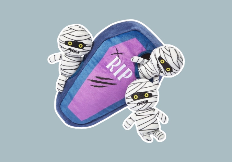 Frisco Halloween Mummy & Coffin Hide & Seek Puzzle Plush Squeaky Dog Toy