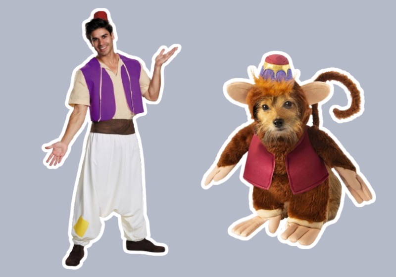 Aladdin and Pet Aladdin halloween costume for dog and owner
