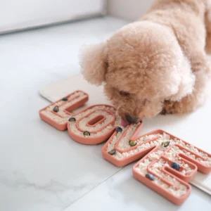 dog licking Love Lickmat by Lambwolf Collective
