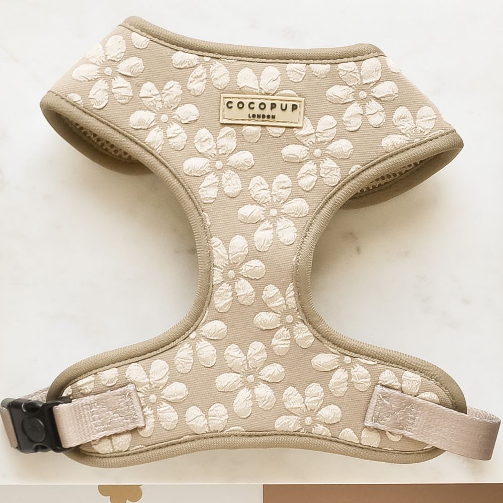 Coco Pup London Luxe Adjustable Neck Harness - Mocha Flower