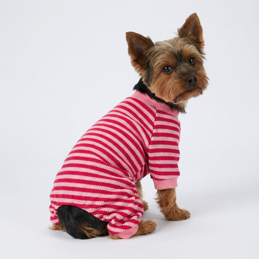 Fitwarm Pink and Red Striped Dog Pajamas
