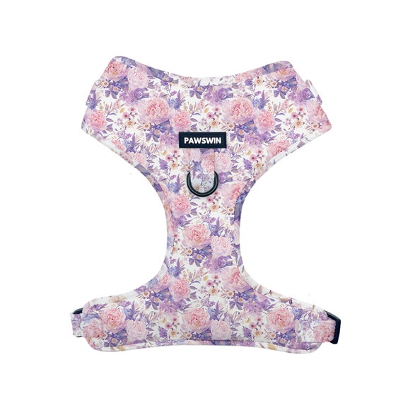 PAWSWIN Handmade Purple Peony Floral Dog Harness