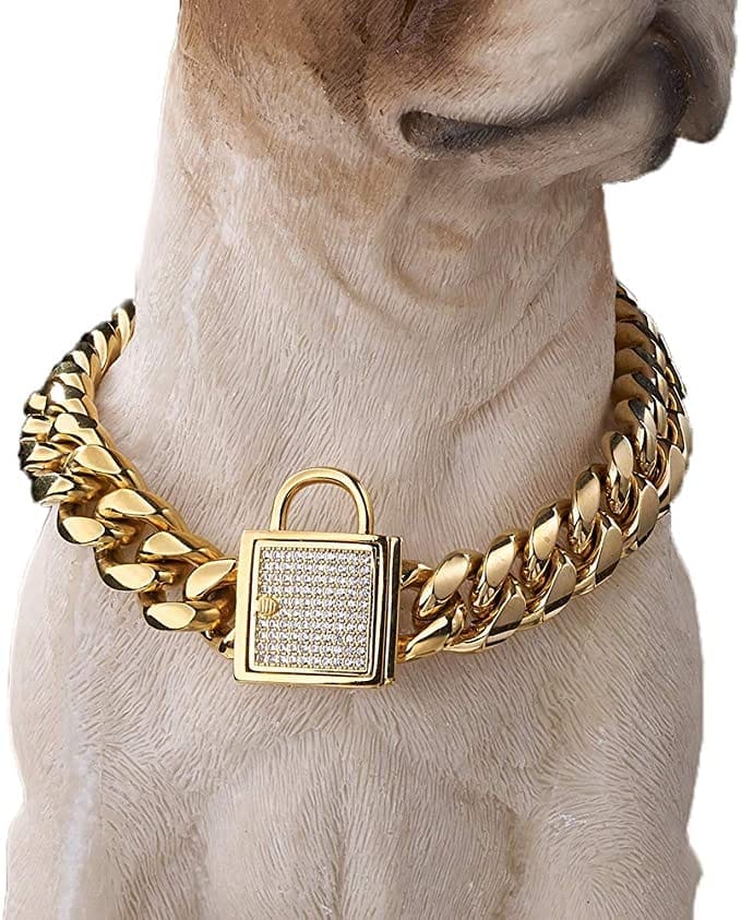 VVS Jewelry 18k Gold Luxury Cuban Link Dog Collar