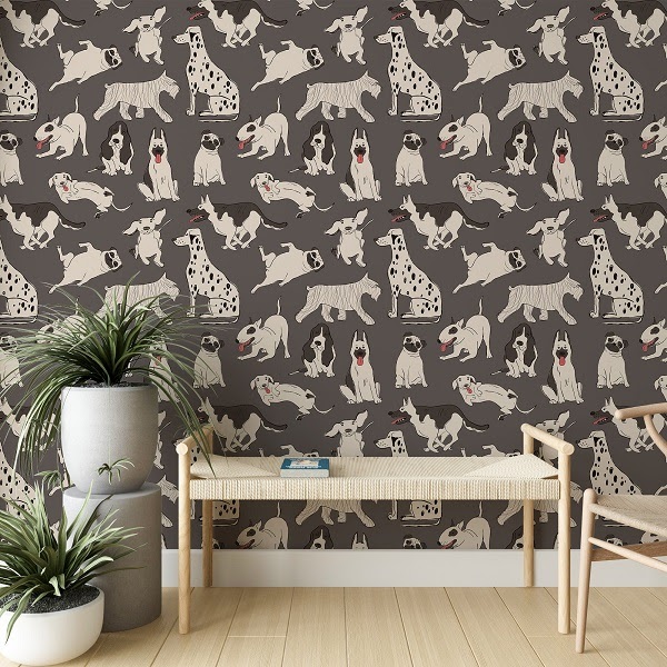 Dreamer Decor Hand Drawing Dogs Wall Mural